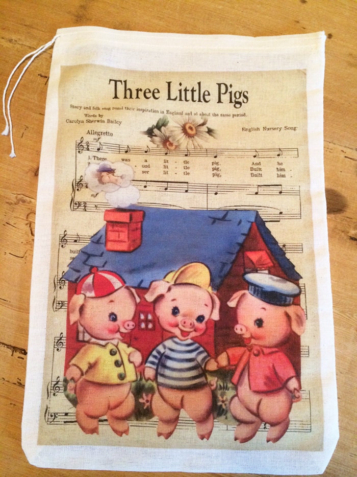 1 Three Little Pigs Bag Vintage Music Nursery Rhymes