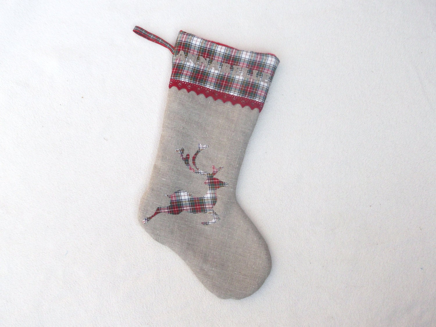 Reindeer linen stocking