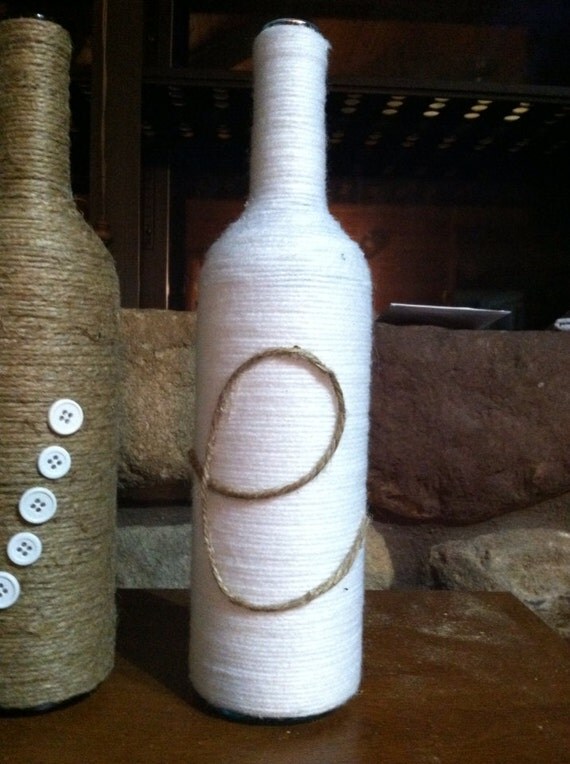 4 Twine Wrapped LOVE wine bottle vases bridal showers
