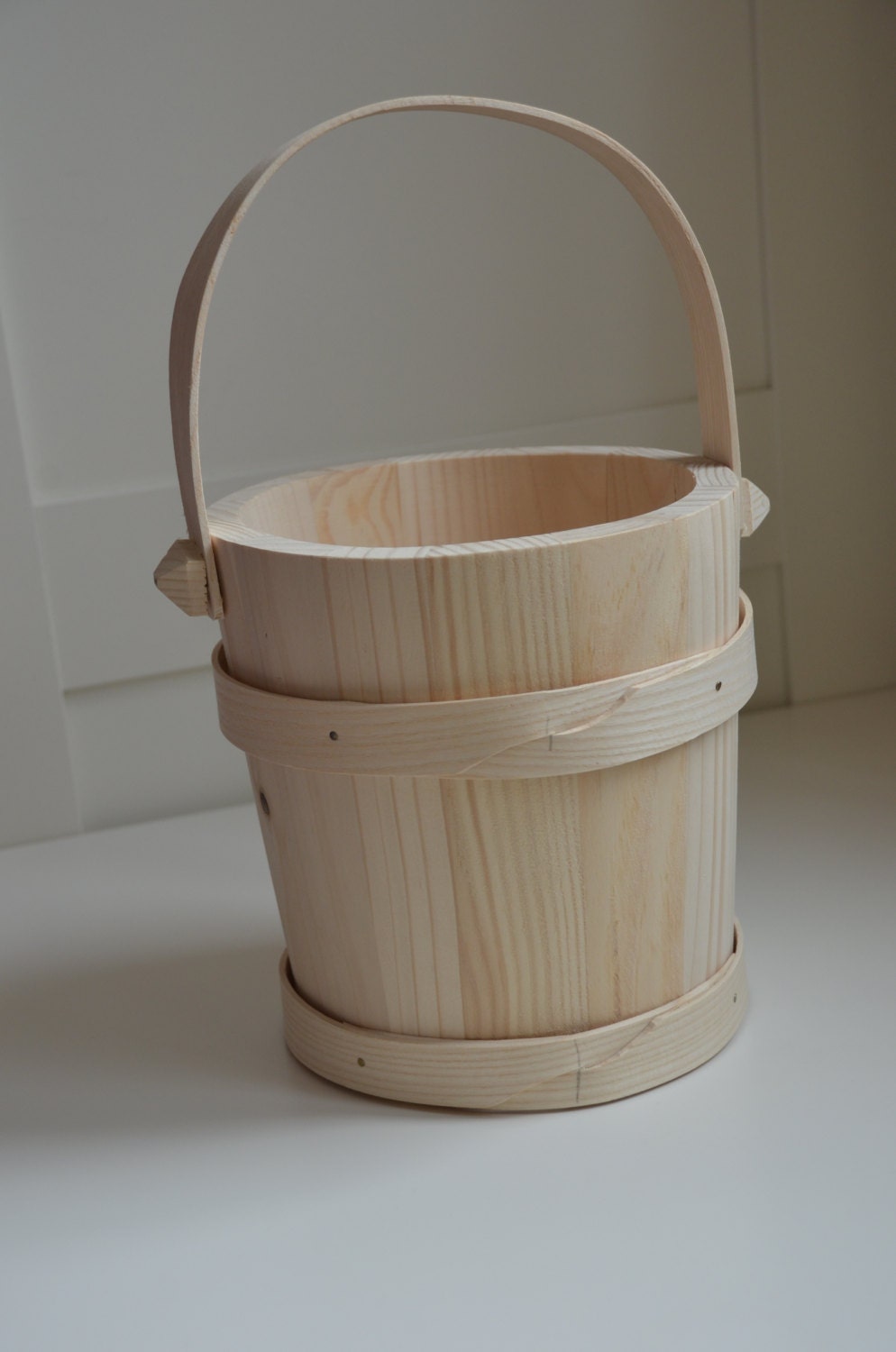 Handmade big wooden bucket wooden decoration height