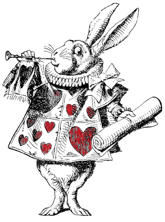 Items similar to The Herald White Rabbit Alice in Wonderland Decal ...