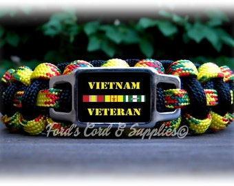 Vietnam Veteran Bracelet, Paracord Bracelet, Survival Bracelet, Military Veteran, War Veteran, Unisex Adult Bracelet, Gift