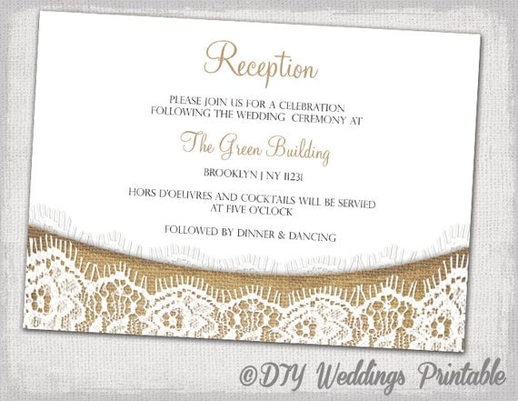 Rustic Reception invitation template download DIY printable