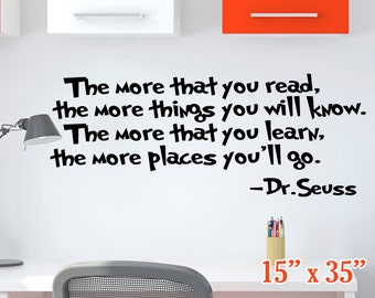 Items Similar To Dr. Seuss Quote 'the More That You Read' Vinyl Wall 