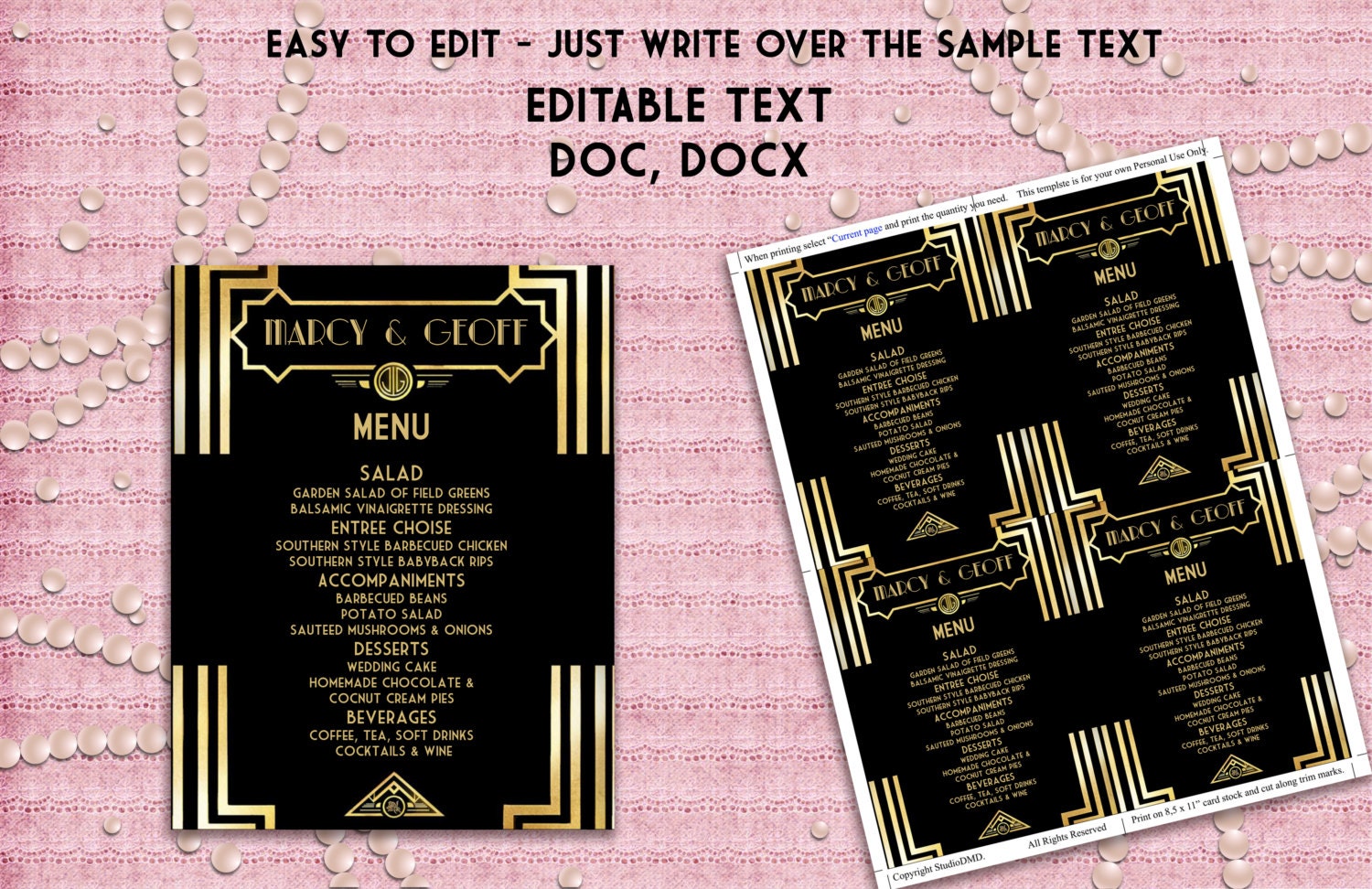 printable chart seating wedding Printable Inspired Deco Gatsby Menu Art Great Template â€“