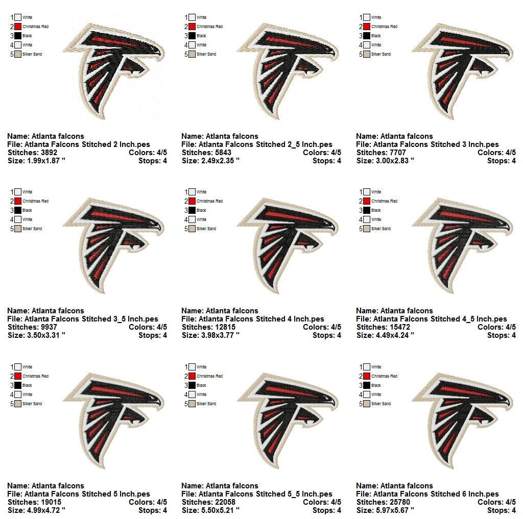 Atlanta Falcons Embroidery Designs Set Instant By Candines On Etsy