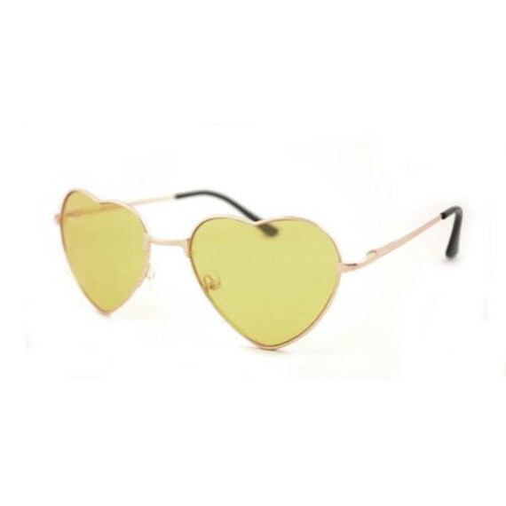 Heart Shaped Sunglasses Yellow Sunglasses by RakunsellTaki on Etsy