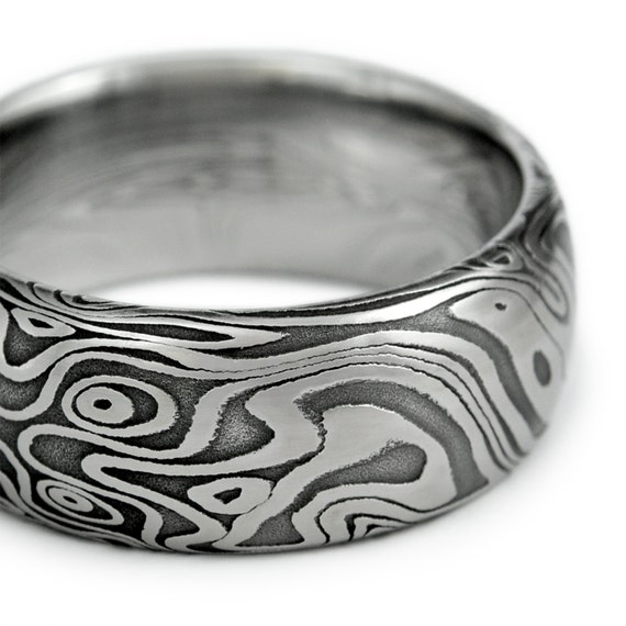 Damascus Steel Domed Wedding Band With Four Pointed Swirling   Il 570xN.618561840 5bsn 