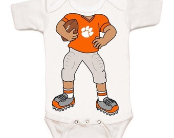 Clemson Tiger Heads Up! Football Baby Bodysuit