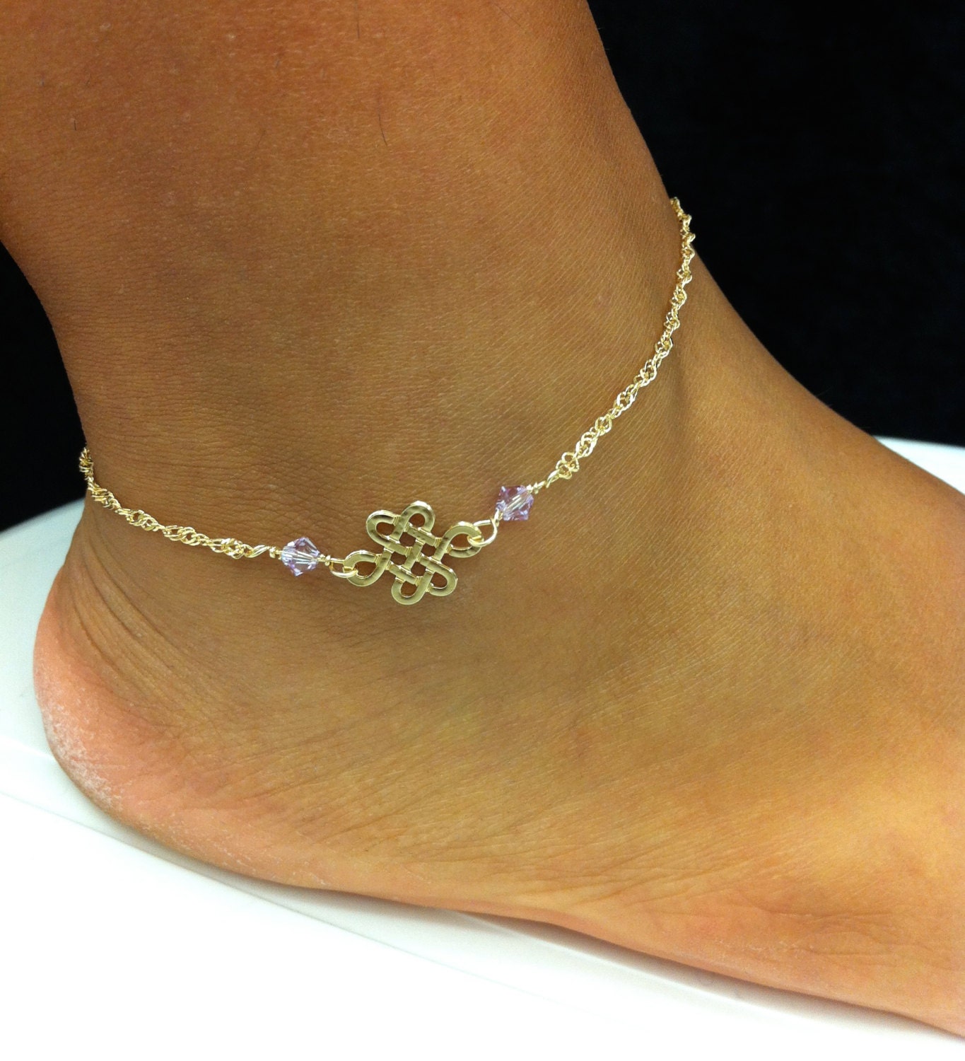 Ankle Bracelet Gold Filled Anklet Swarovski Beads Anklet