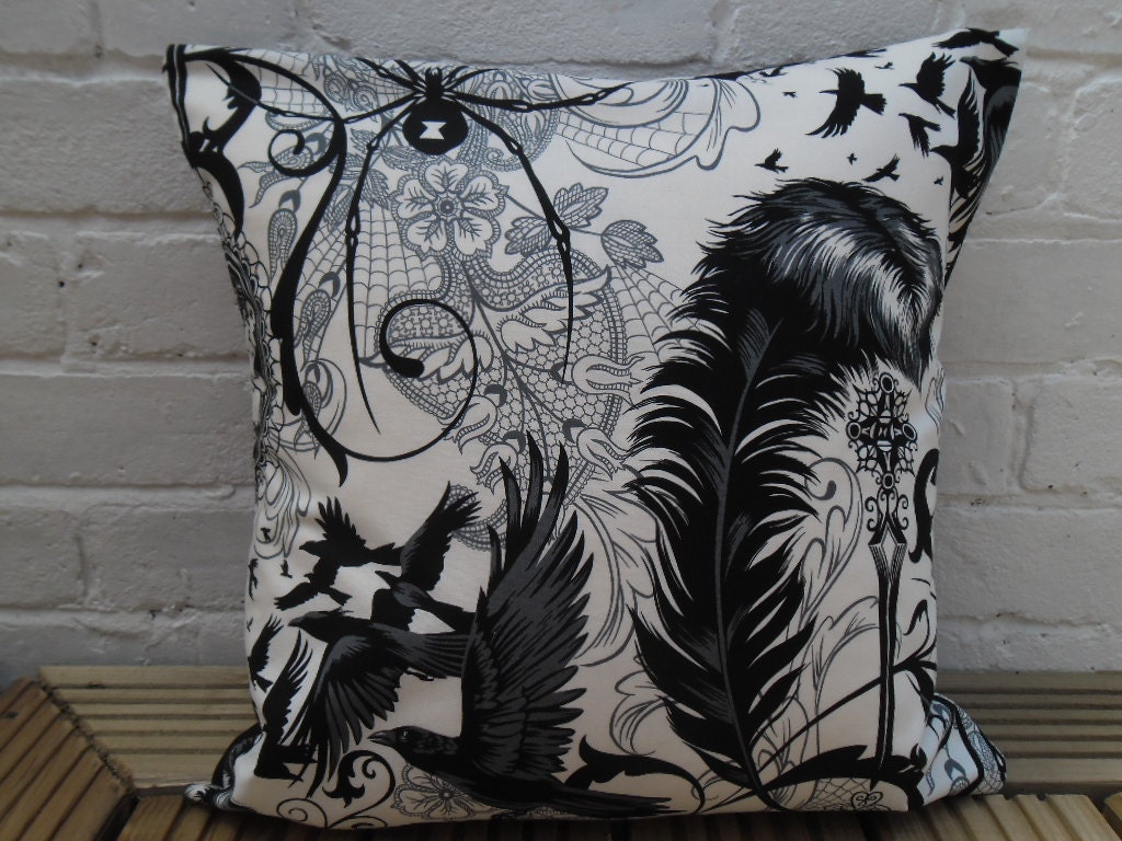 Gothic Skull/Spider/Raven Cushion Cover Alexander Henry