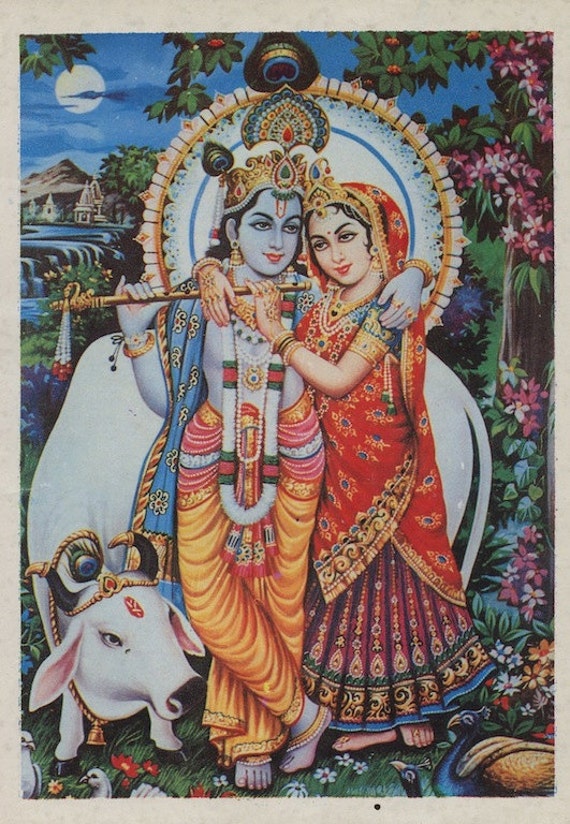 Radha & Krishna Vintage Indian devotional print
