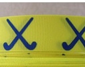 4 Yards of Field Hockey Yellow and Royal Blue 7/8" Grosgrain