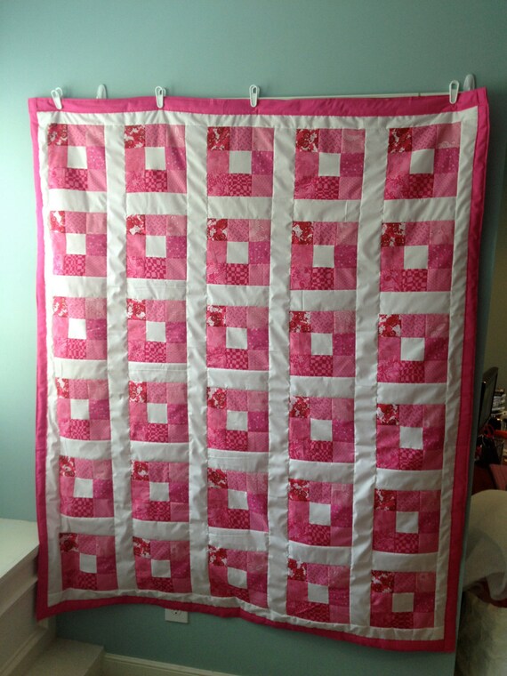 Pink and White Square Quilt