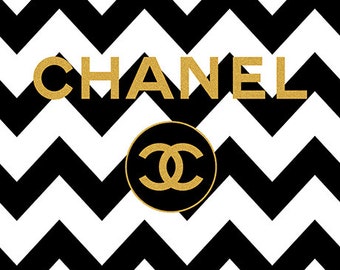 A4 Printable Chanel Logo Gold and Chevron