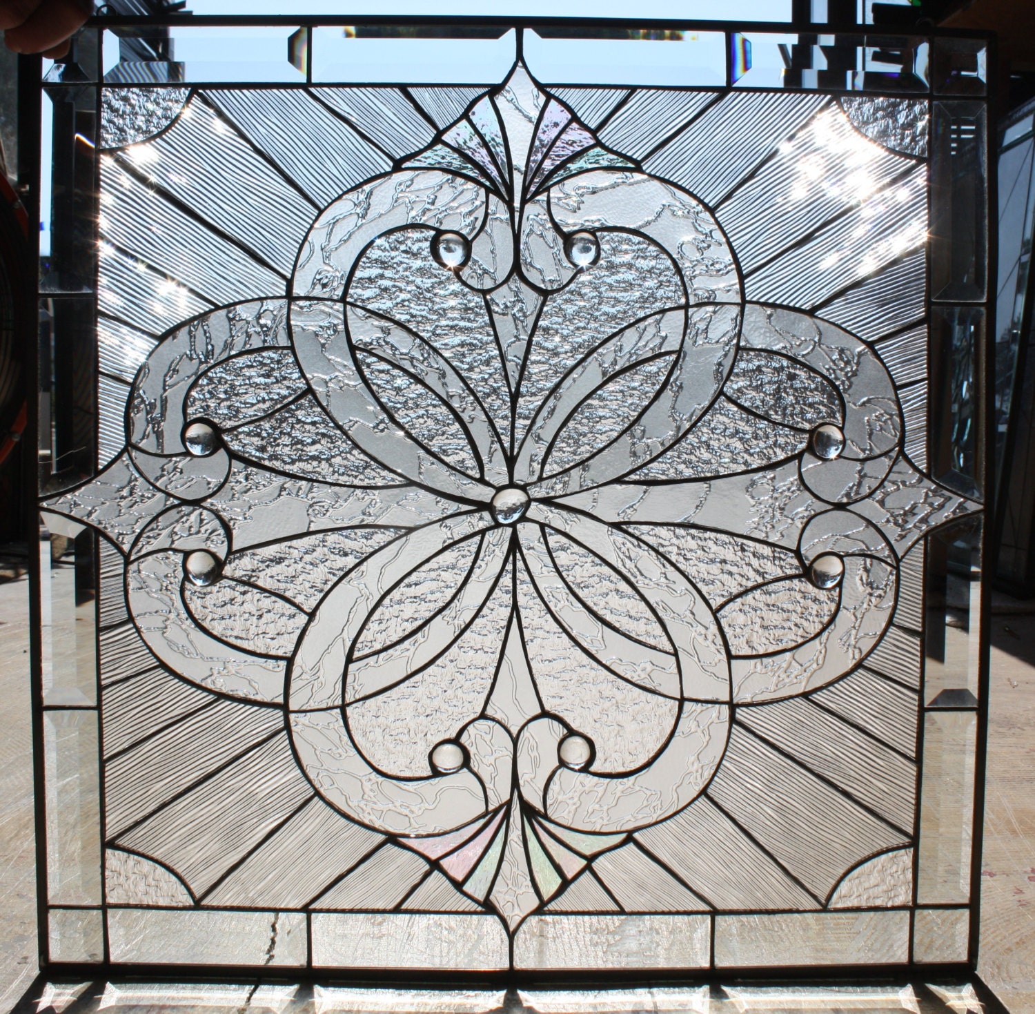 Beautiful Clear Textured Stained Glass Window by ArtGlassWindows
