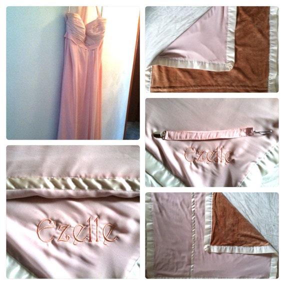 Custom baby blanket upcycle Bridesmaid dress by BabyGatorDesigns