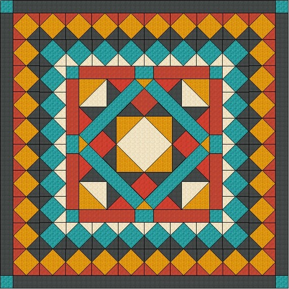 Diamond Square Quilt Pattern King Size Three by QuiltPatterns