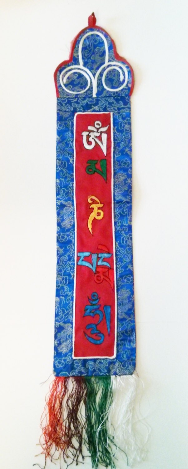 Tibetan Wall Hanging Om Mani Padme Hum embroidered