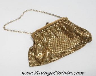 Whiting and Davis Vintage Mesh Purse, Whiting and Davis Purse, Vintage Purse, Gold Mesh Purse, Evening Purse, Gold Purse, Vintage Handbag