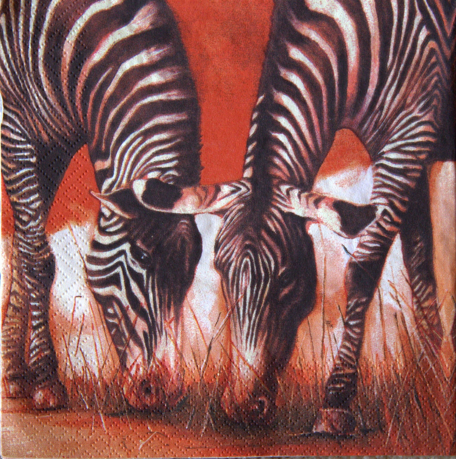 5x African paper napkin serviettes No 37. Design of two zebras. Ideal