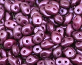 20grams 5x2mm Pearl Purple Velvet - 2-hole SuperDuo Czech Glass Beads