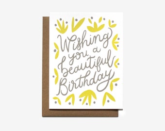 Beautiful Birthday - Screen Printed Folding Birthday Card
