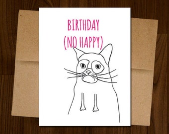 Funny Birthday Card Grumpy Cat Meme Boss Girlfriend Boyfriend Him Her Pet