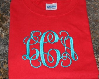 Monogrammed Short Sleeve Tee Shirt Size Large---SALE In STOCK ONLY!