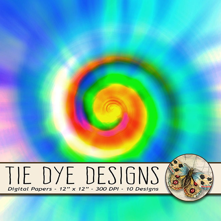 Download Tie Dye Digital Paper Hippie Tie Dye Paper in 10 Neon Rainbow