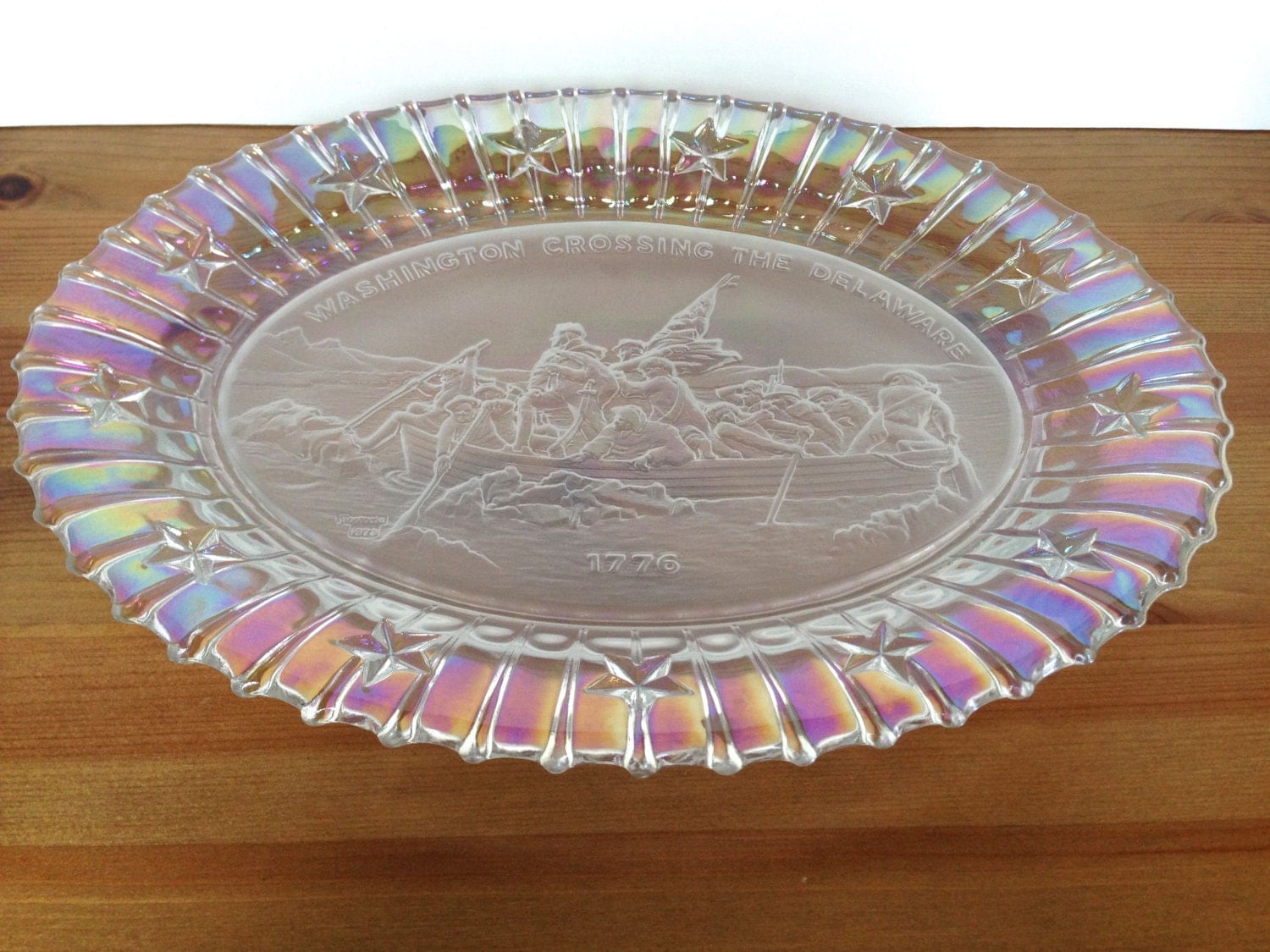 Fostoria iridescent glass plate vintage commemorative limited edition