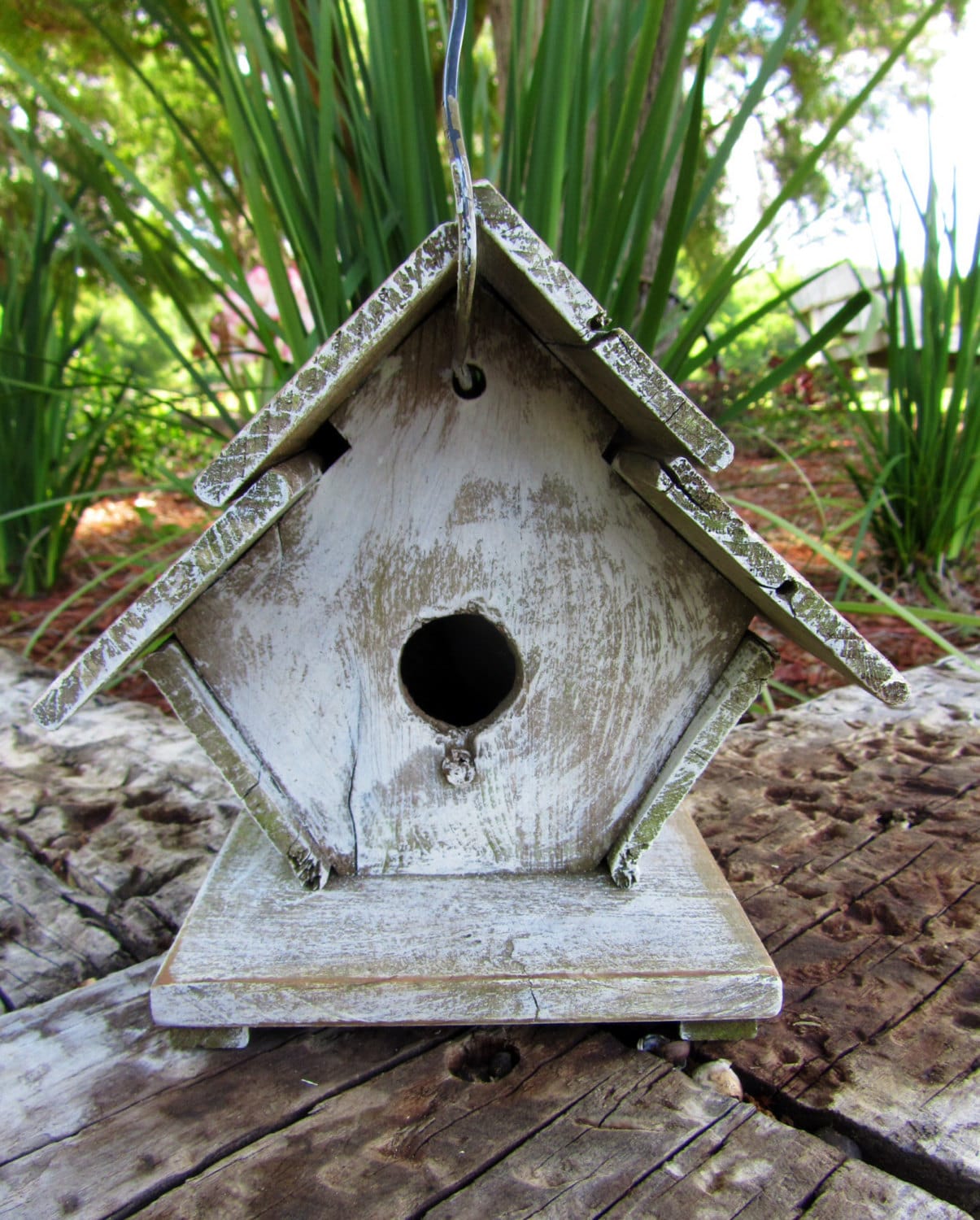 Large Wood Bird House Rustic Primitive Garden Art