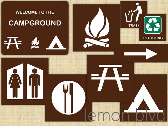 Campground Signs Camping Party Printables Instant Digital