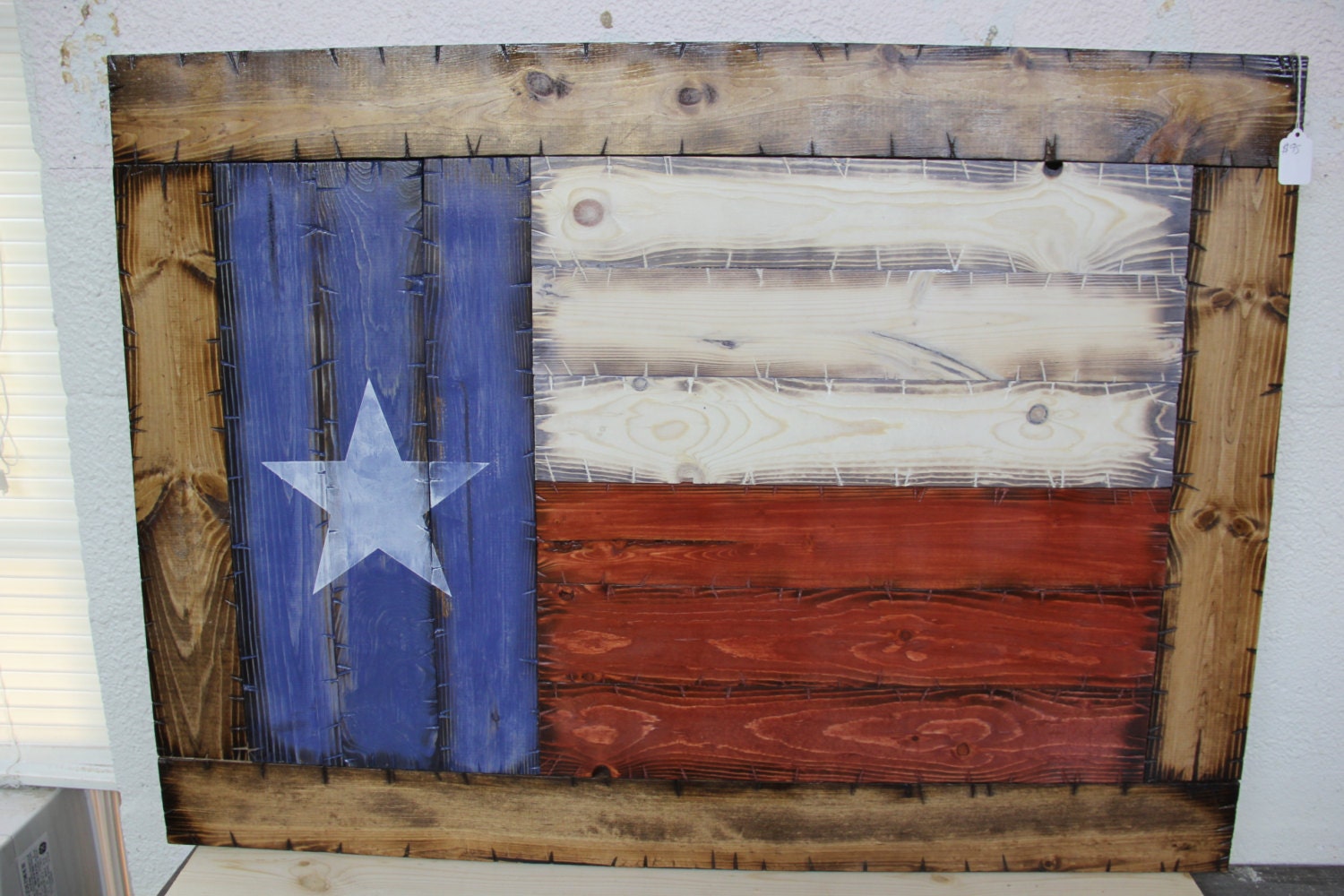 Framed Wooden RusticStyle Texas Flag 28x39