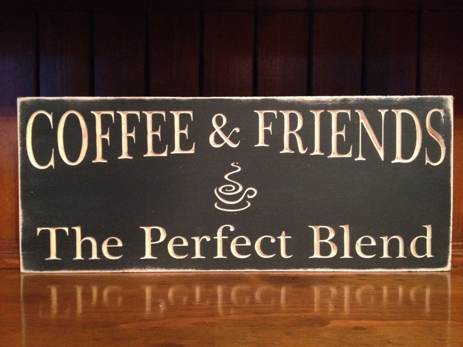 Custom Carved Wooden Sign Coffee & Friends The