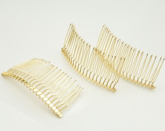 20 teeth,Gold Plated Metal Hair Combs 75 x38mm(20pcs)