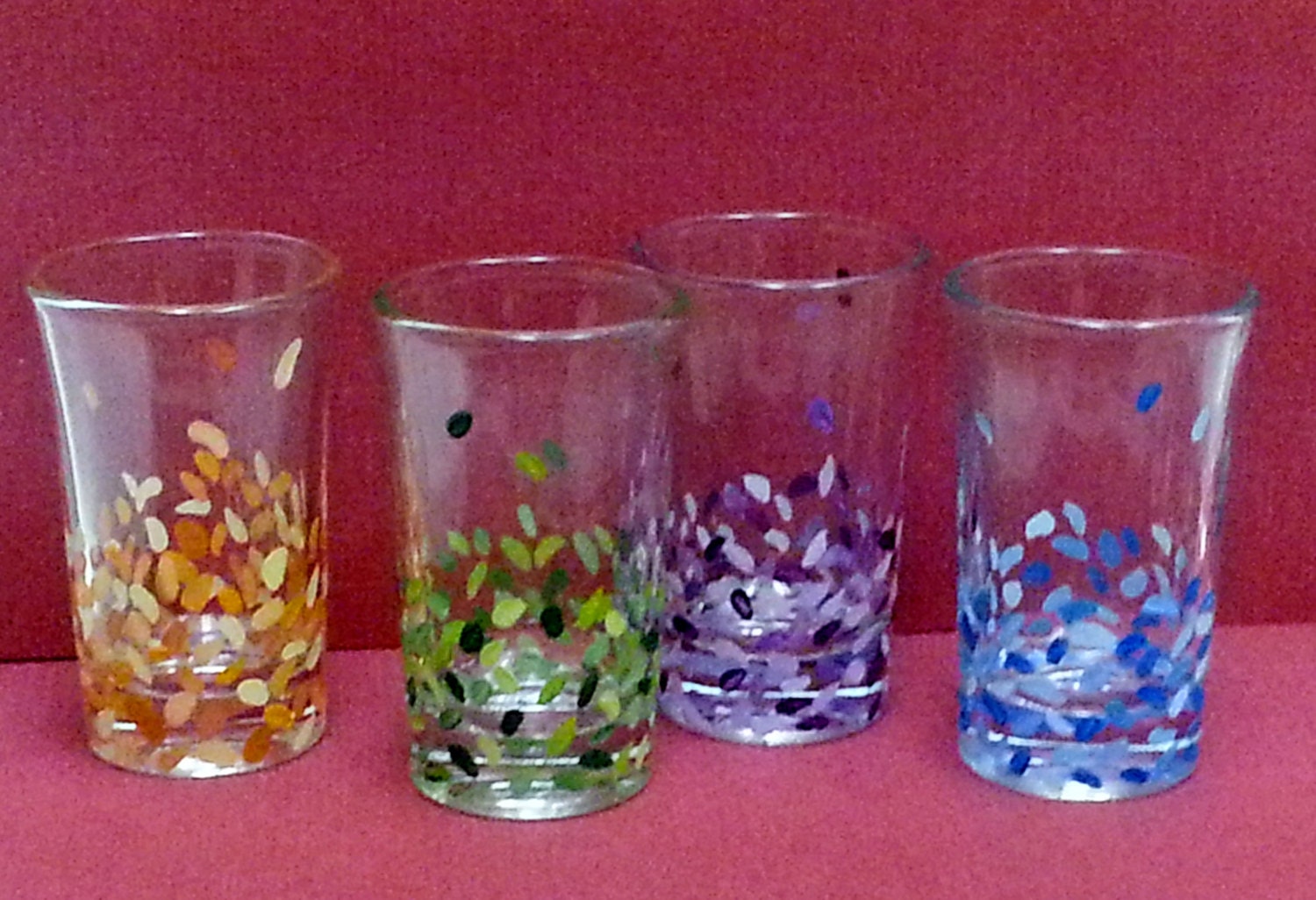 hand painted shot glasses confetti painted by BostonKissedCrafts