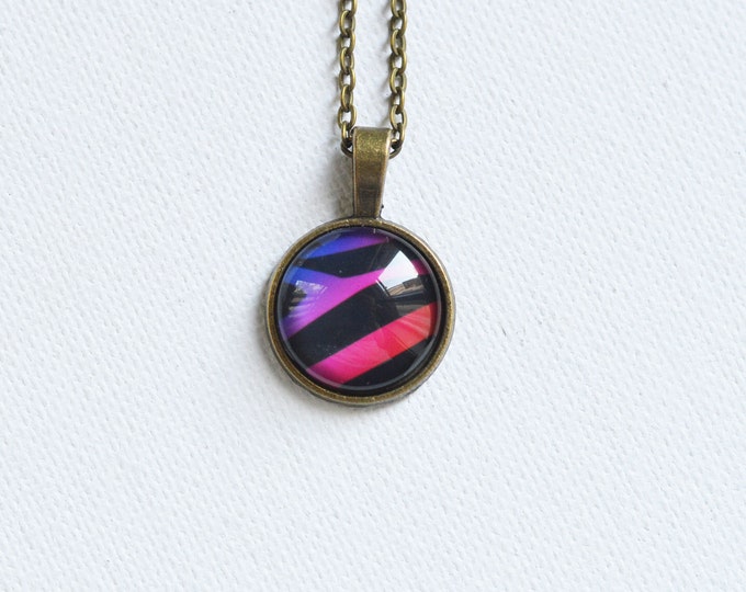 ANIMAL PRINT Pendant metal brass depicting fashionable skin, Glamour, Style, Black and Strips, Purple and Red