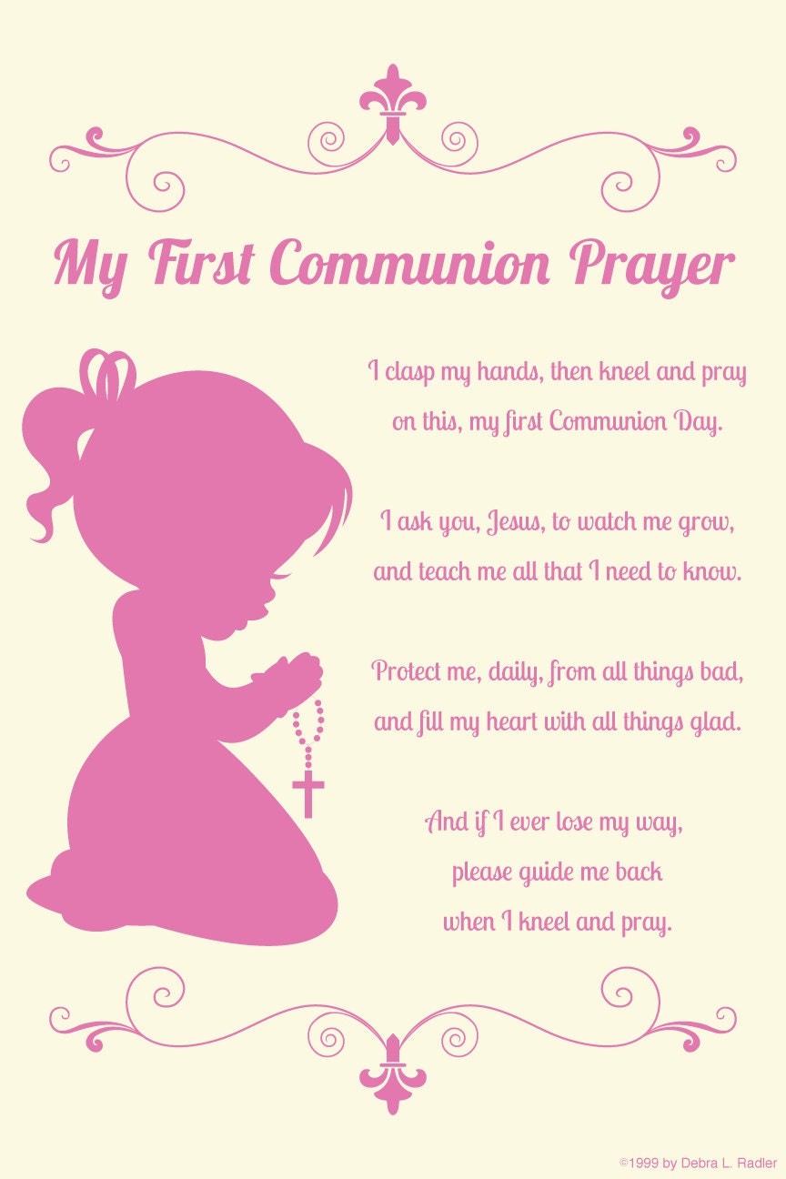 First Communion Prayer Canvas Wall Art Praying Girl by ArtfulPoems