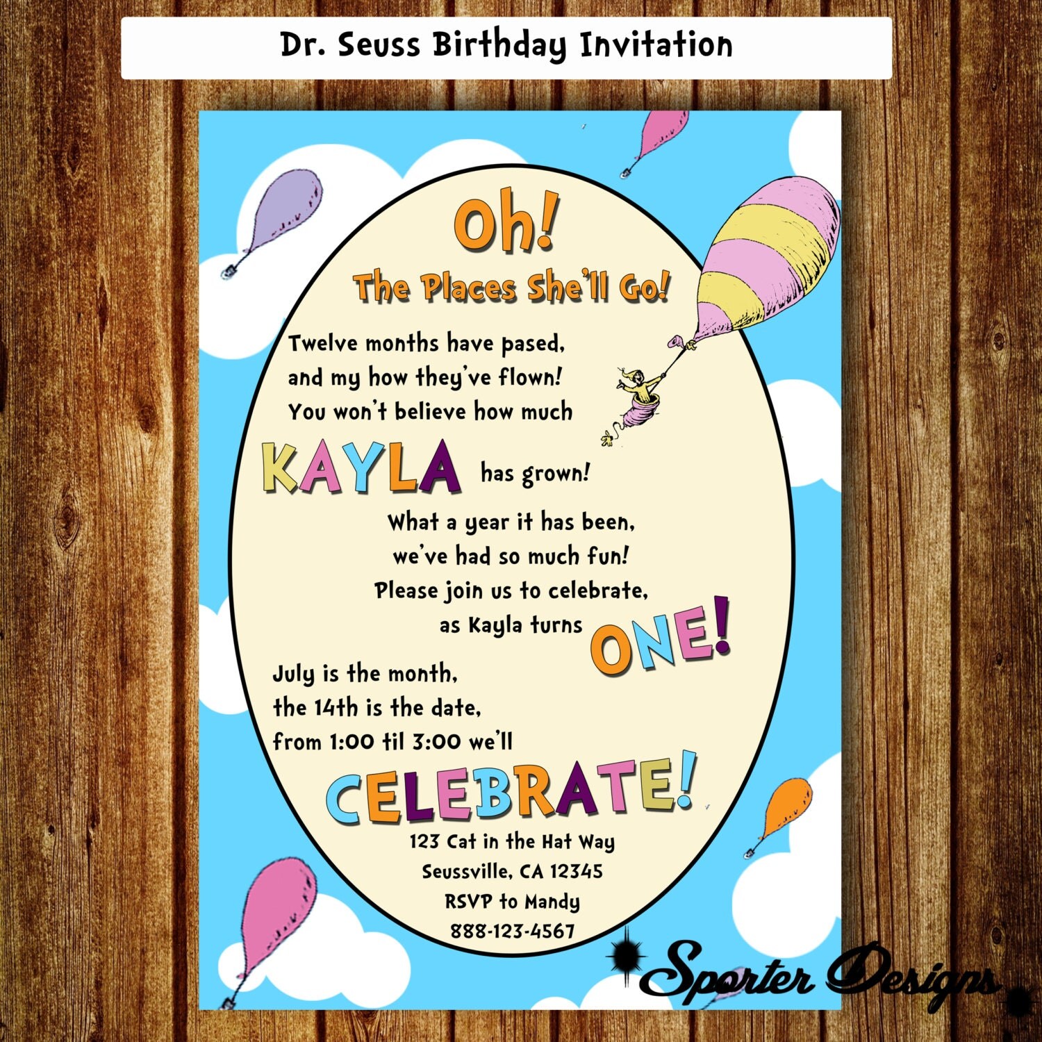 Dr. Seuss Birthday Invitation DIGITAL