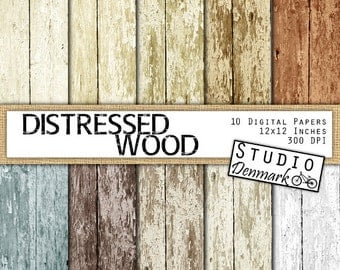 Distressed Wood Digital Paper - Digital Wood Textures - Peeled Paint Backgrounds - Commercial Use - Instant Download Wood Texture