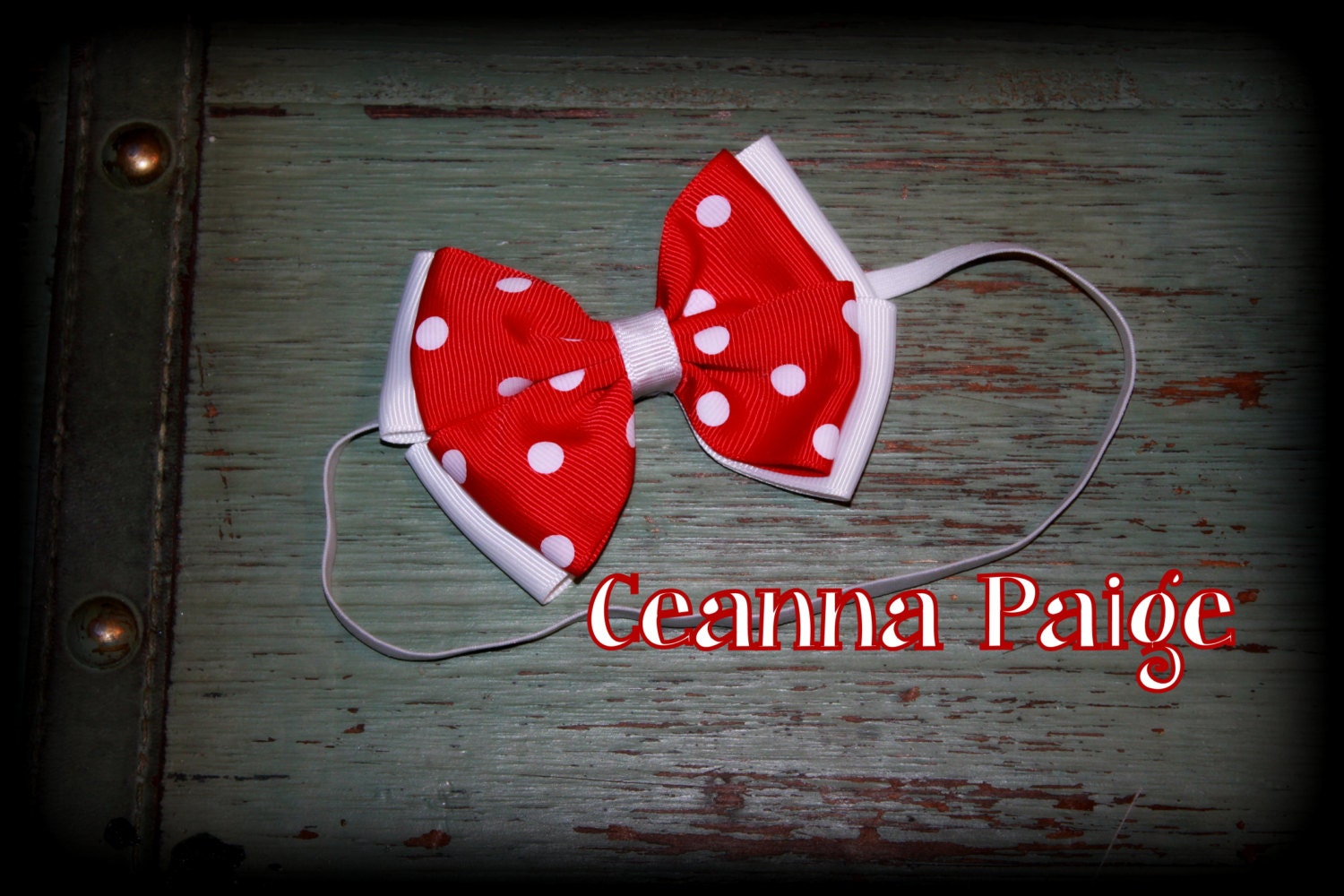 Cherry Red Bow tie headband baby headband, baby head band, bow headband