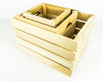 Cedar Modular Wooden Crates - Set of Three Different Sized Crates - Hand Made in Cedar Wood