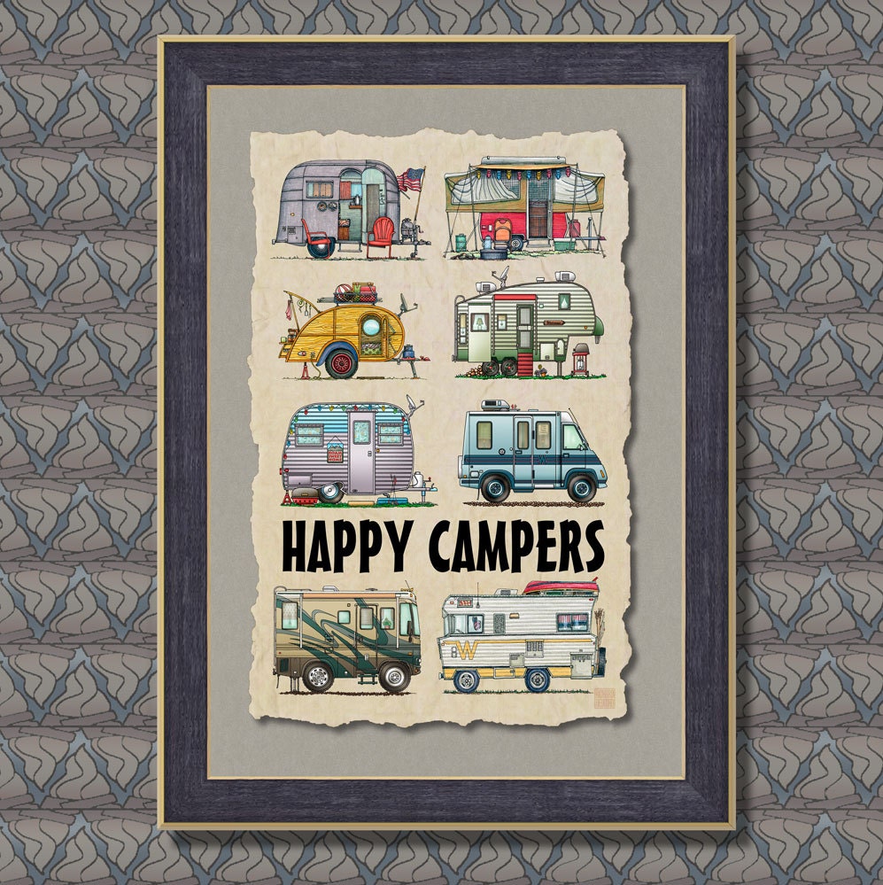 Campers RV Camping Trailers Poster Wall Decor Art 13x19 wall