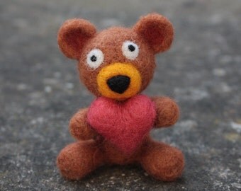 Items similar to DIY Kit Needle Felted Teddy Bear with heart. Made with ...