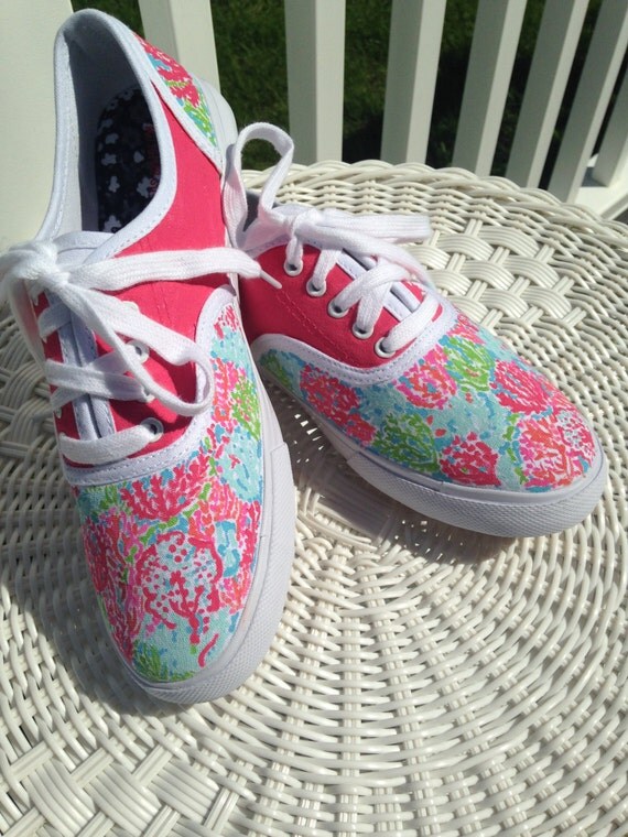 Lilly Pulitzer Inspired Hand Painted Canvas Sneakers Let's