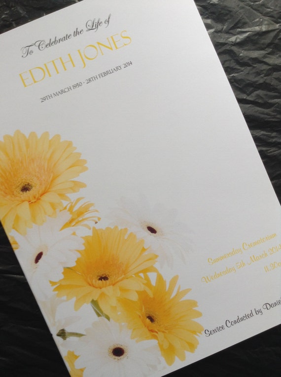 Funeral Order of Service Program Hymn Sheet by FuneralsandFavours
