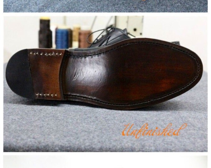 Handmade Goodyear Welted Classic Oxford Men's Dress Shoes，Plain Captoe Pattern