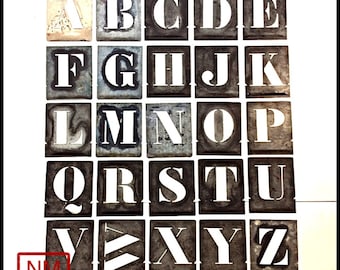 Vintage French Letter Stencils- Metal Zinc Templates for Letters (A, B ...