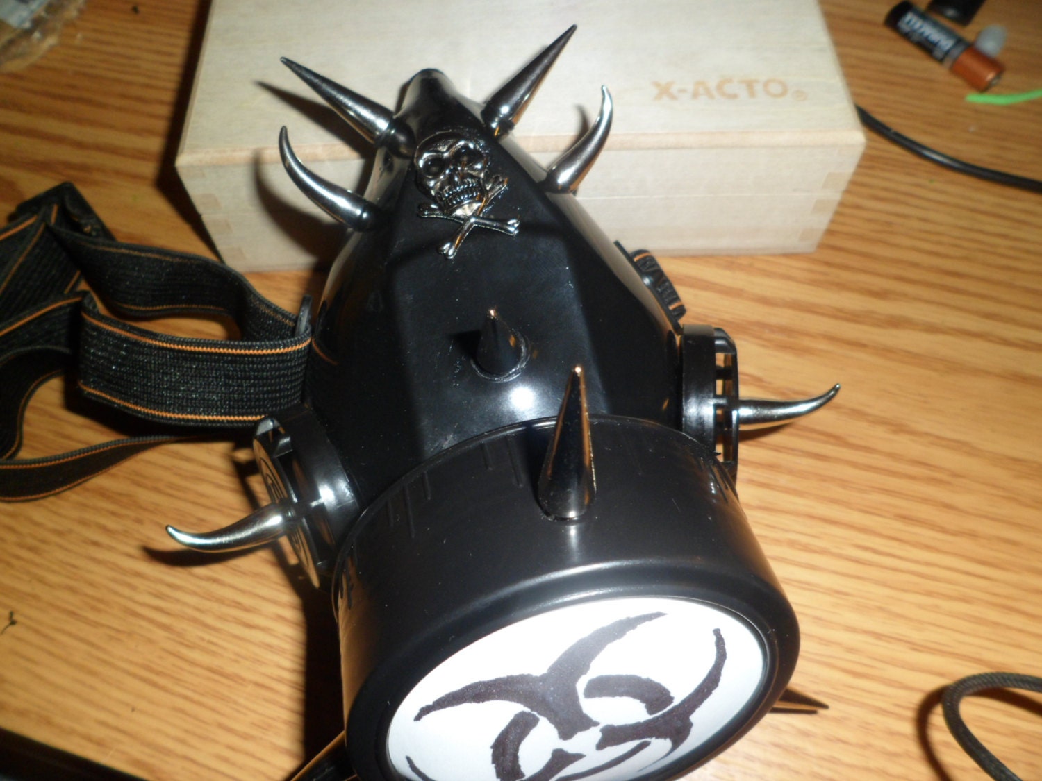 Items similar to Cyber Goth Gas Mask with spikes and biohazard on Etsy